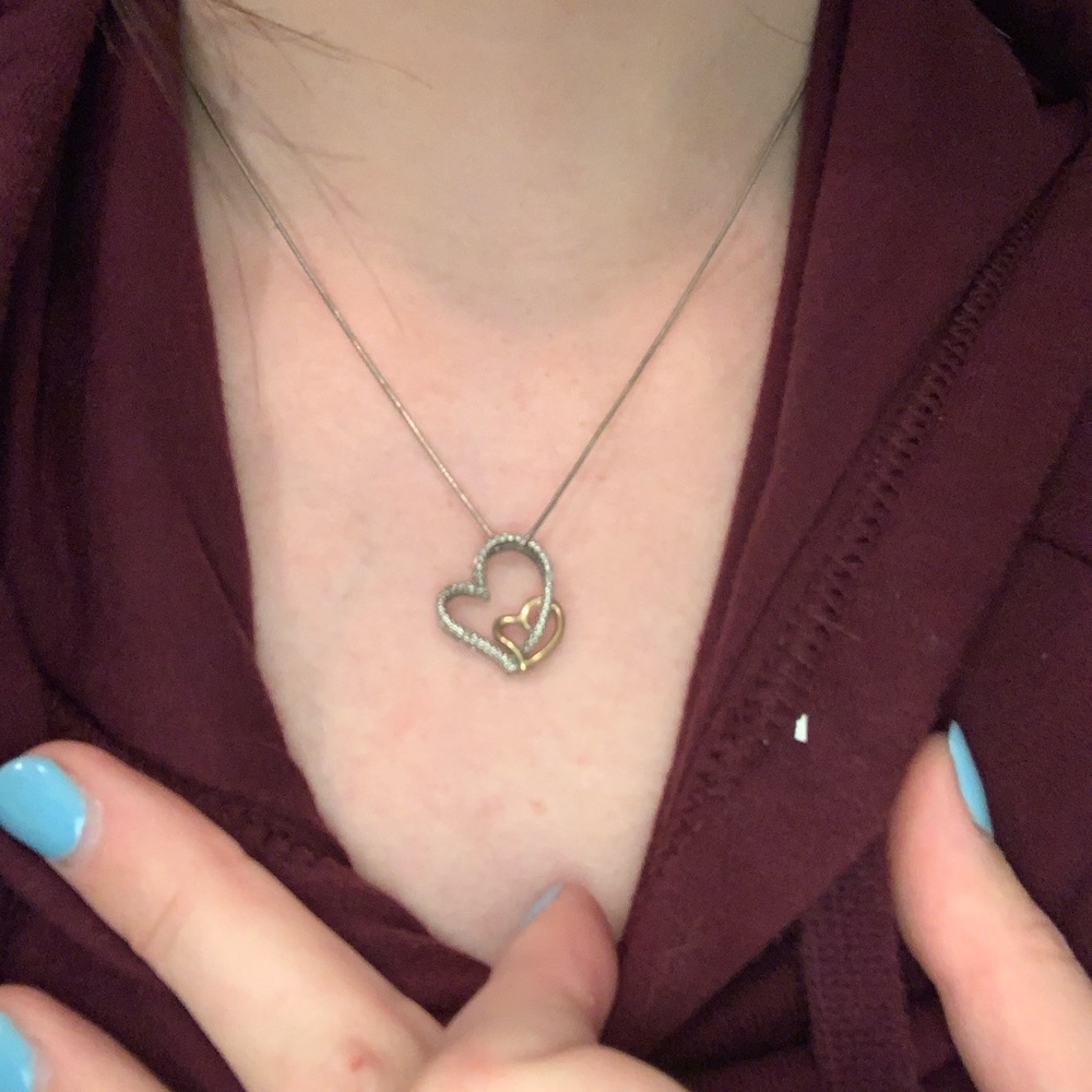 Heart pendant necklace silver and gold